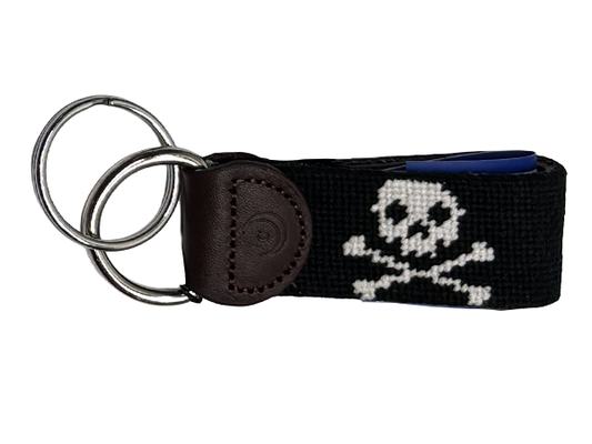 Pirate Skull Keychain - Leather Key Ring