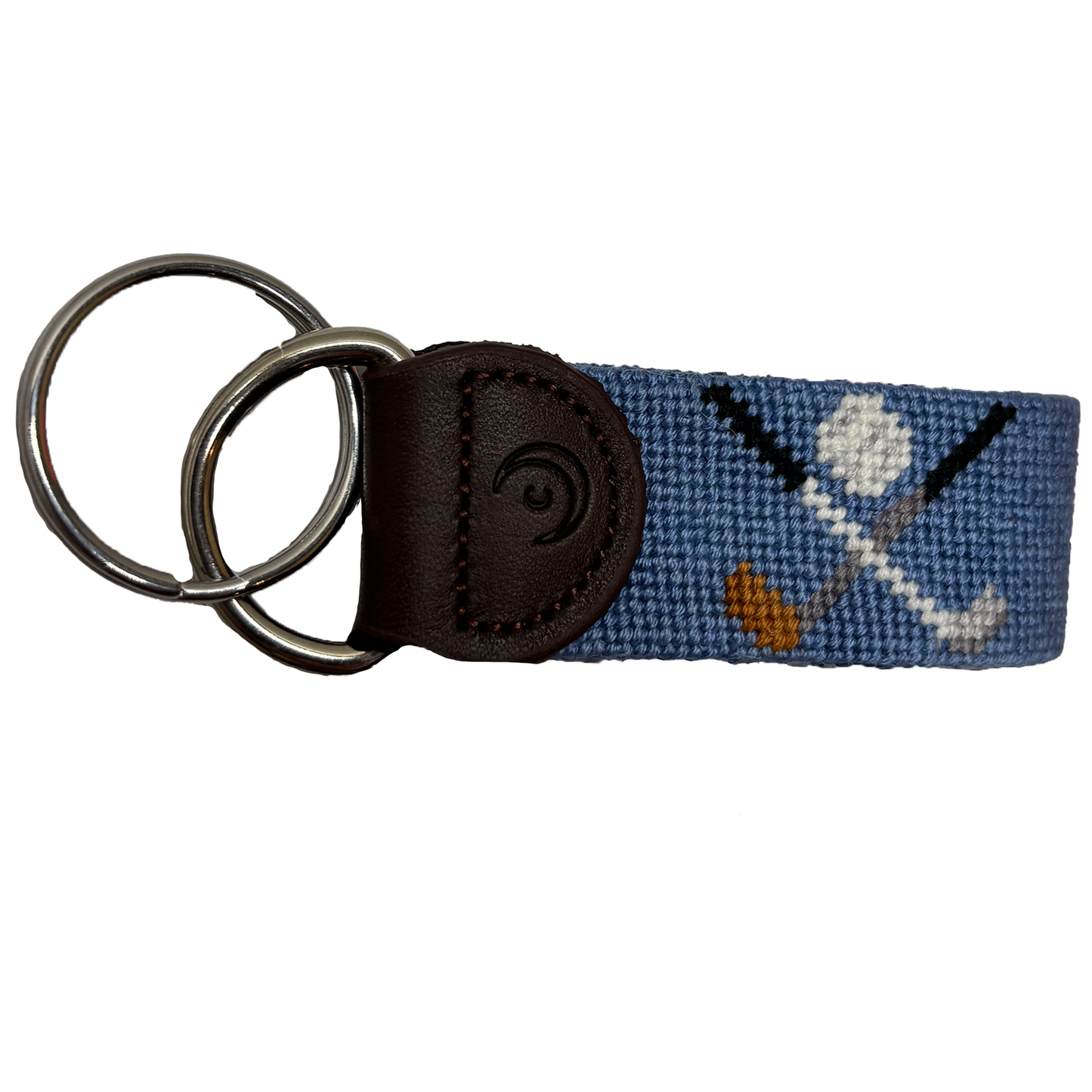 Key Fob - Golf Clubs Crossed Hand-stitched Needlepoint