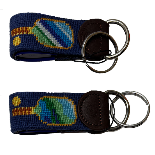 Key Fob - Pickleball Hand-stitched Needlepoint
