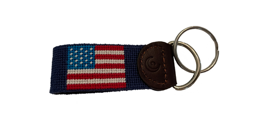Key Fob - USA Flag Hand-stitched Needlepoint