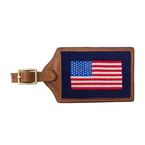 Luggage Tags - Genuine Leather with Hand-stitched Needlepoint