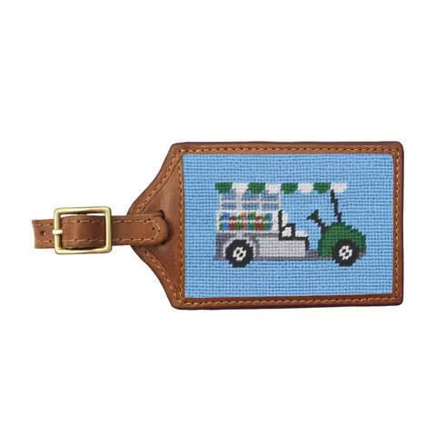 Luggage Tags - Genuine Leather with Hand-stitched Needlepoint