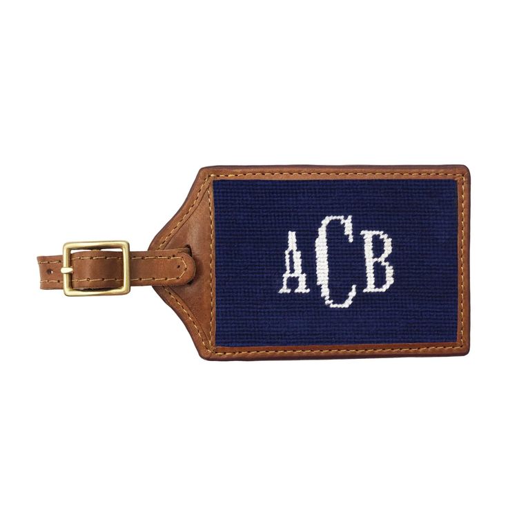 Luggage Tags - Genuine Leather with Hand-stitched Needlepoint