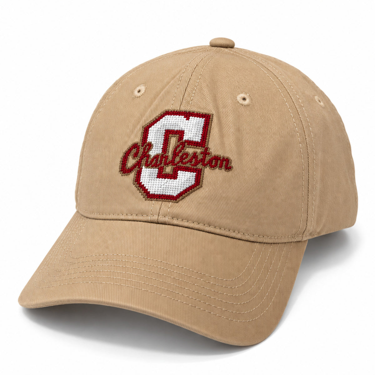 College of Charleston Twill Embroidered Brim Hat Cap Khaki