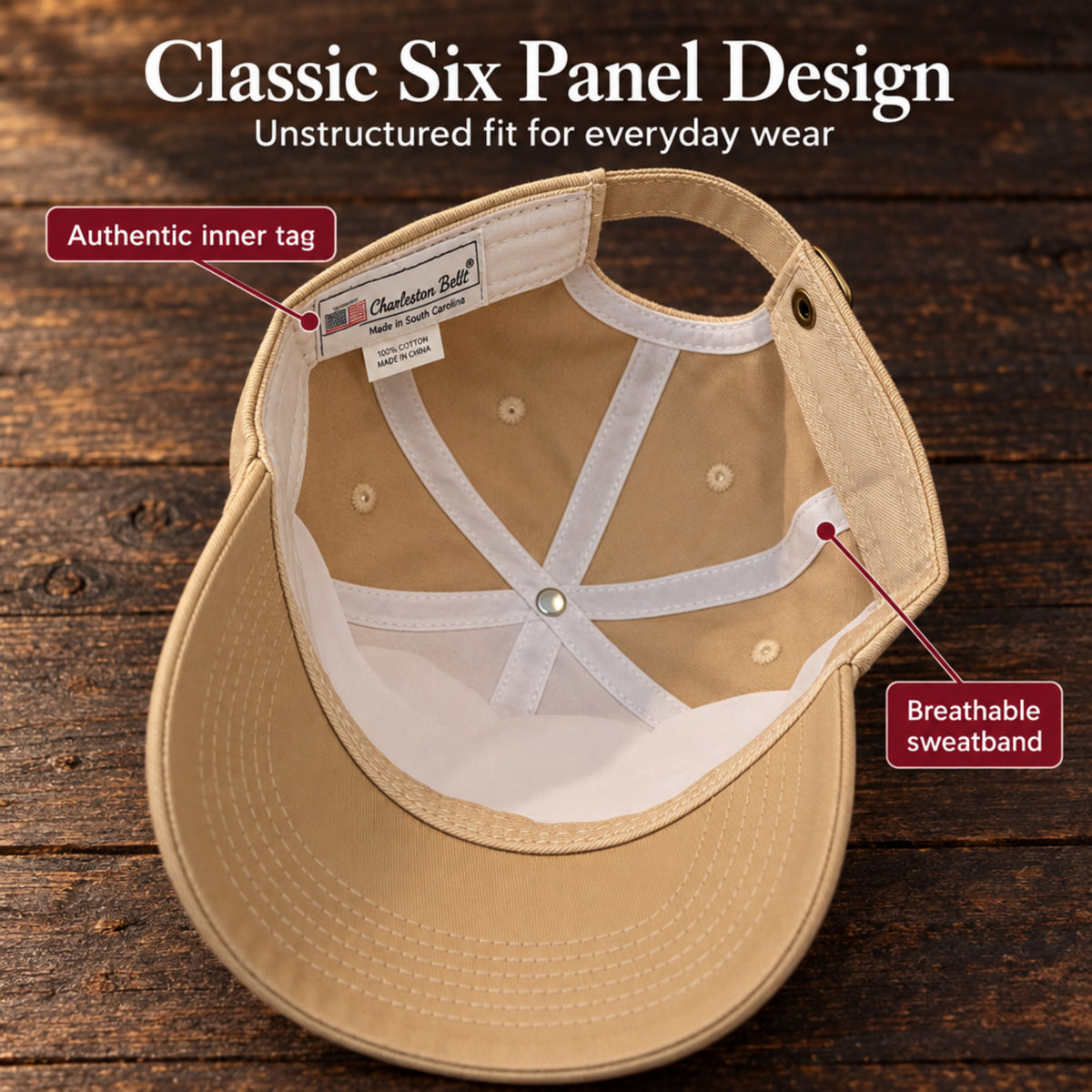 College of Charleston Twill Embroidered Brim Hat Cap Khaki