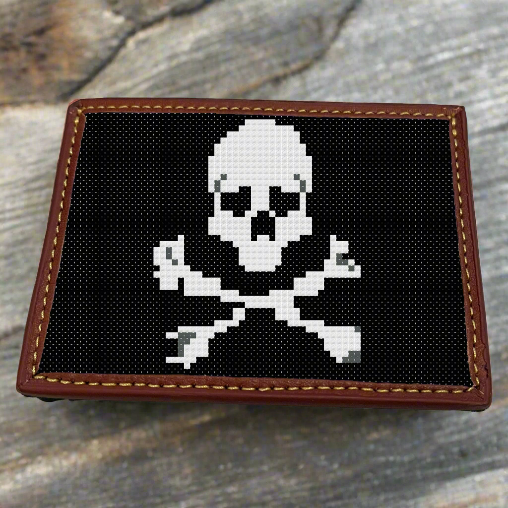 Skull and Crossbones Needlepoint Card Wallet