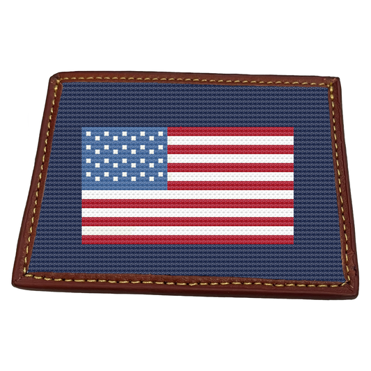 USA Flag Needlepoint Card Wallet