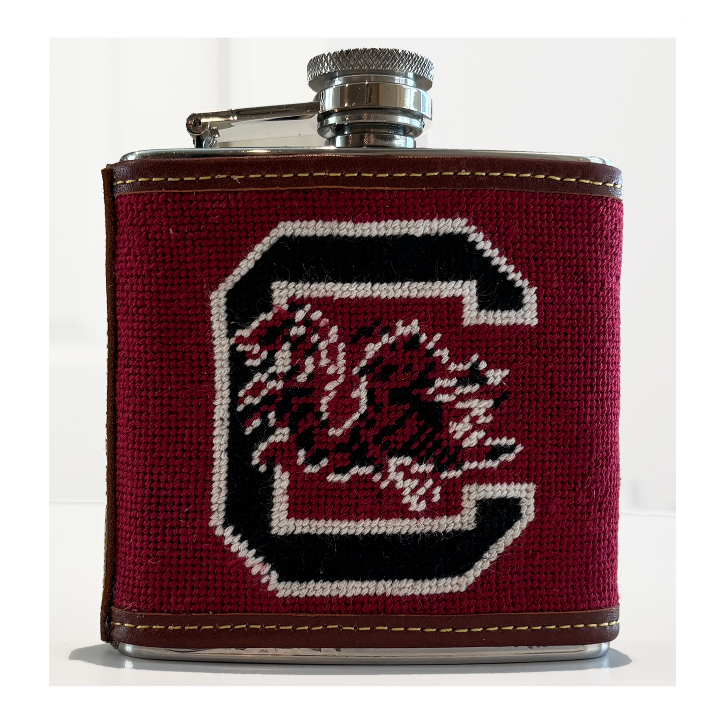 USC Gamecocks artisan needlepoint flask