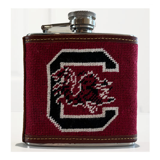 USC Gamecocks artisan needlepoint flask