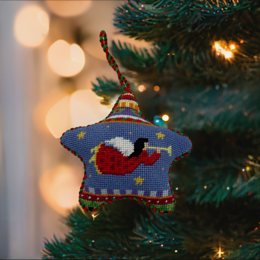 Angel Christmas Ornament - Hand-stitched Needlepoint