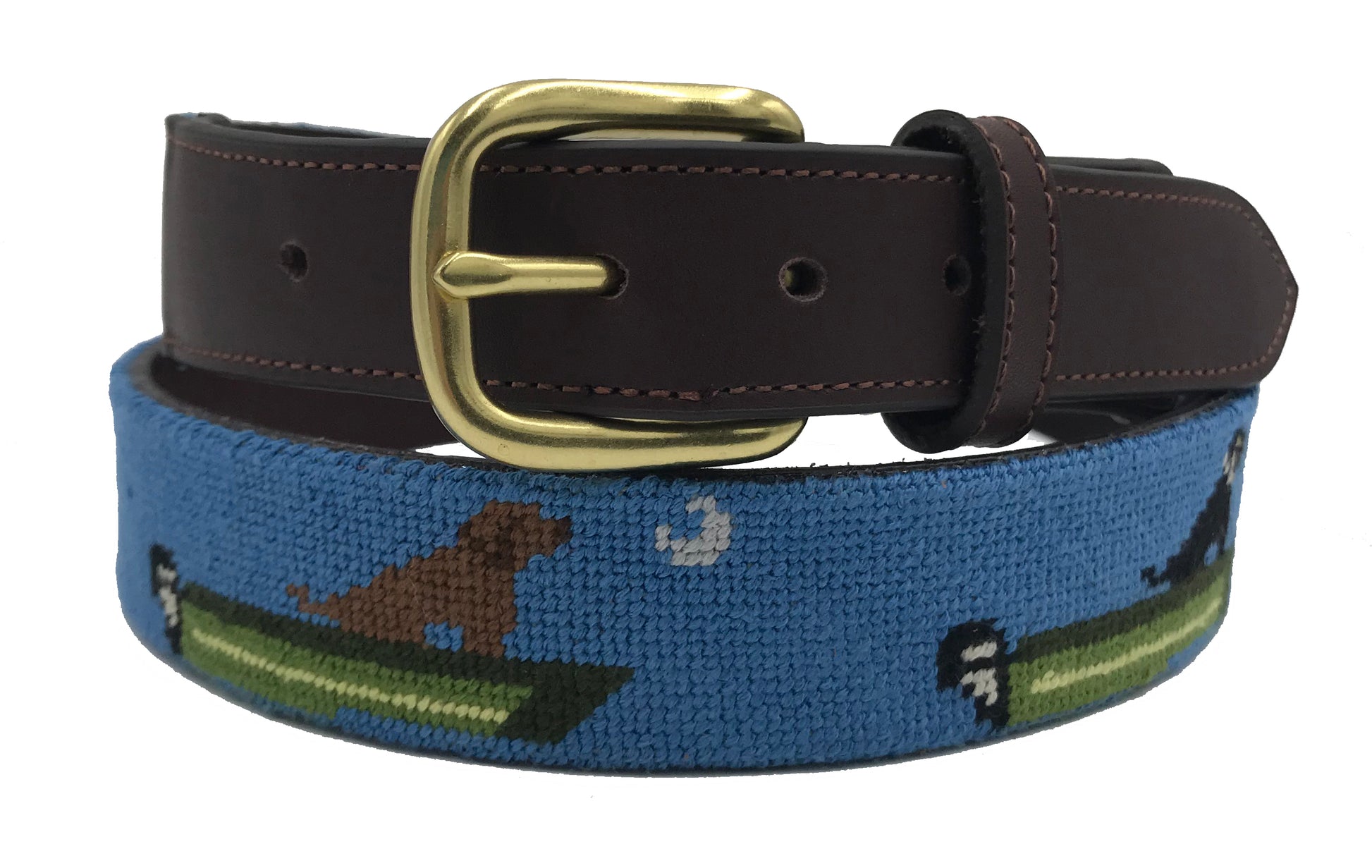 hand made needle-point belt boat dog - charlestonbelt.com