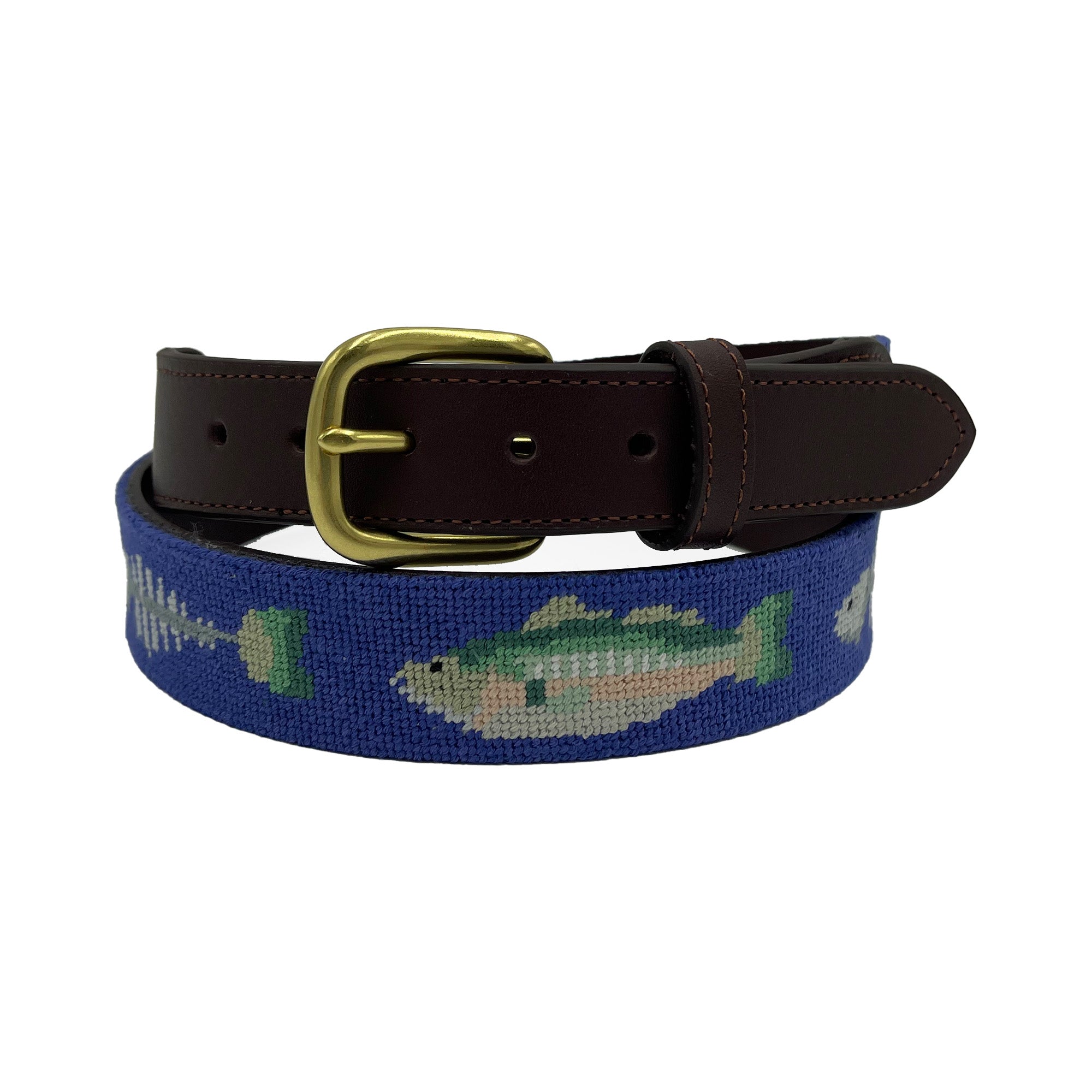 Leather Handstitched Needlepoint Bonefish Men’s Belt Handmade Using Top on sale Quality Cotton and Brass Buckle