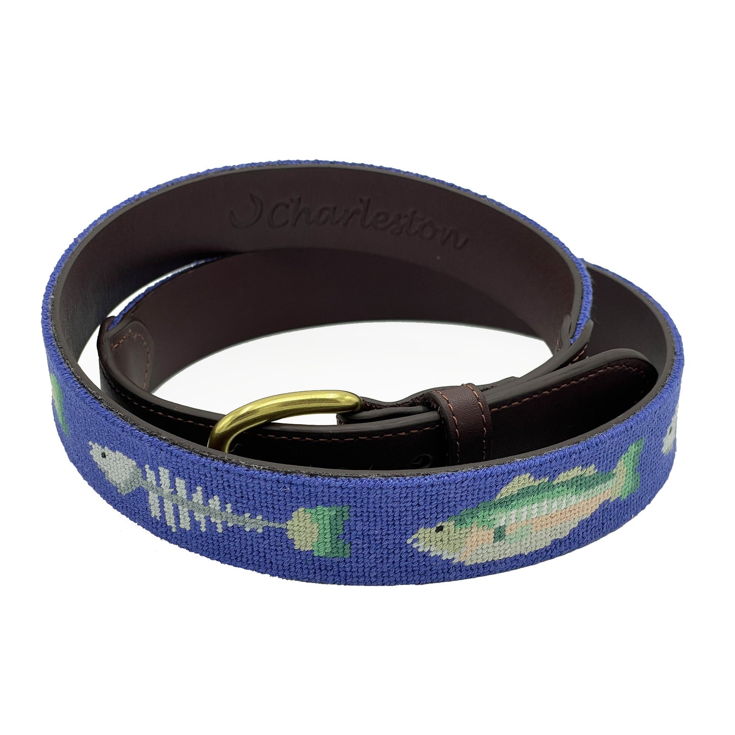 Bonefish Fishing Needlepoint Belt