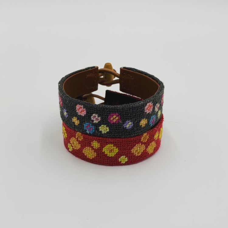 Birth Month Flowers Hand-stitched Needlepoint Friendship Bracelets