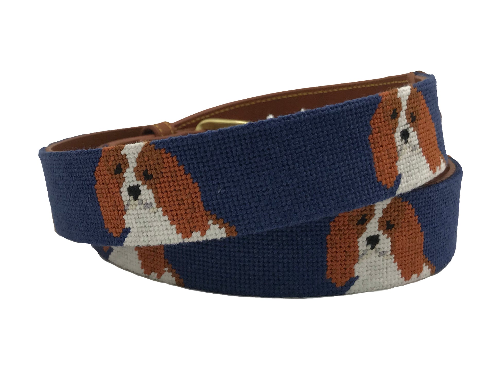 hand-stitched needle-point belt Cavalier King Charles Spaniel - charlestonbelt.com