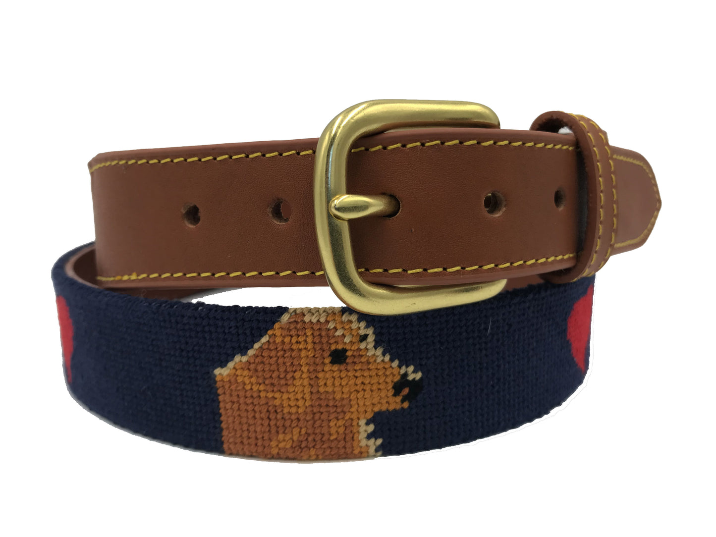 Charleston Belt Golden Dog Hand-stitched Needlepoint Belt - Kids