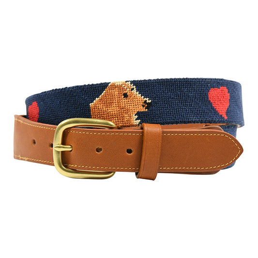 hand-stitched needle-point belts Golden Retriever Dog - charlestonbelt.com