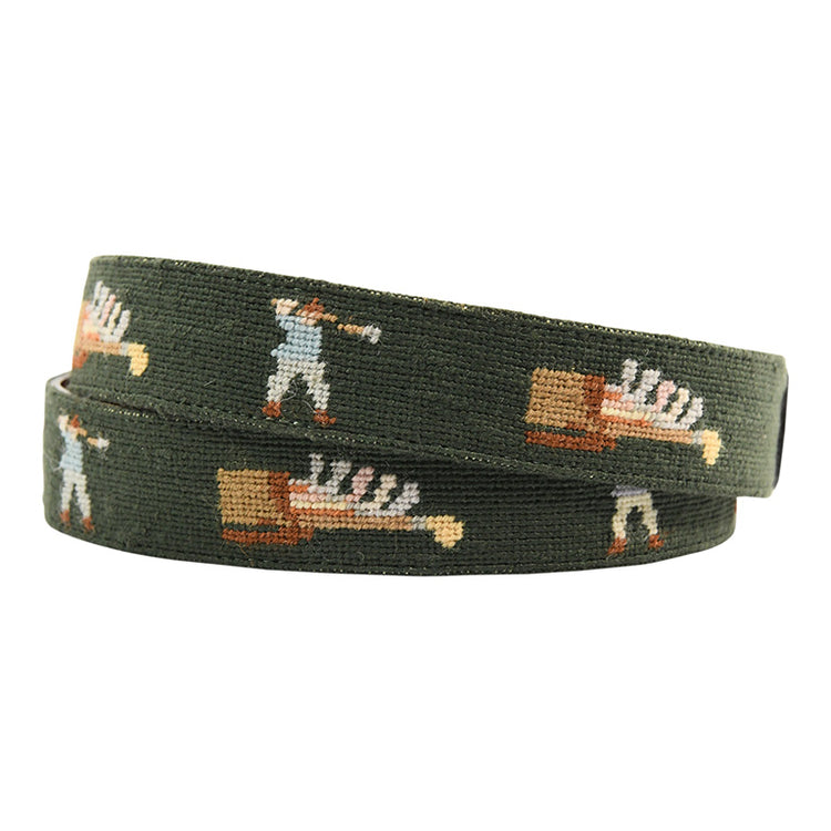 hand-stitched needlepoint belts Forever Fairway Green - charlestonbelt.com