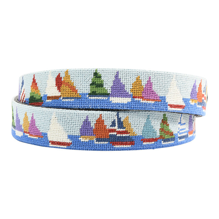 handstitched needlepoint belts sailing race week - charlestonbelt.com
