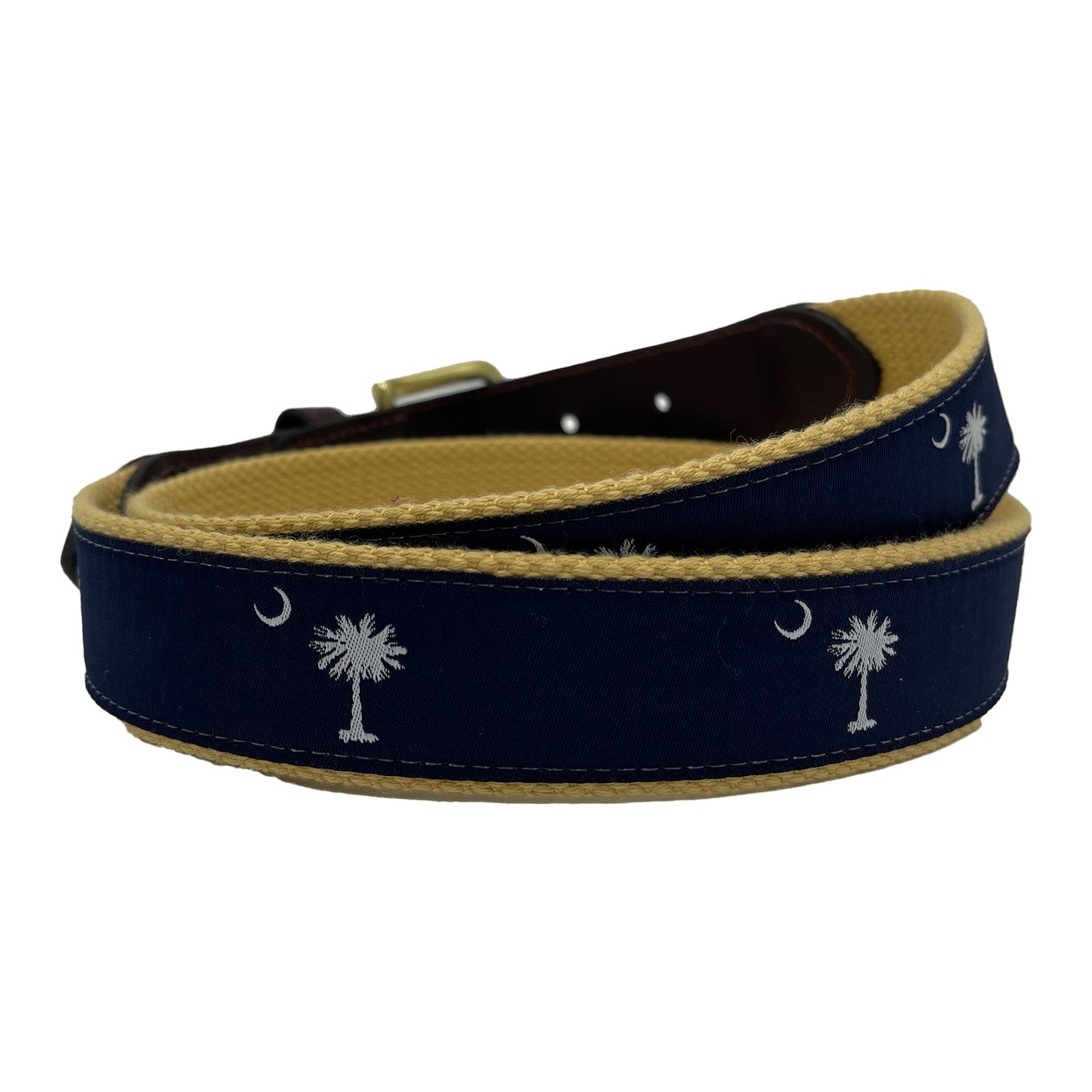 palmetto moon navy blue ribbon on khaki web belt